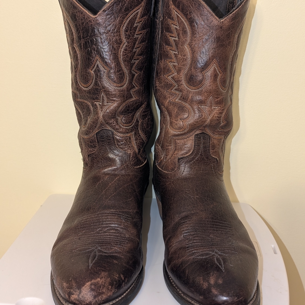 Abilene Boot Co. Dark Brown Men’s Bison Leather Cowboy Boots